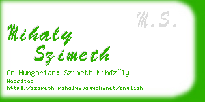 mihaly szimeth business card